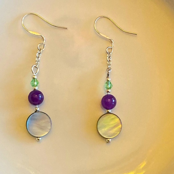 Abalone Coin Earrings - Picture 3 of 4